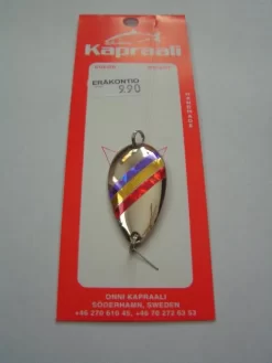 Kapraali-rautupilkki 45mm,Malli:0,Hopea,sini-kelta-puna Raita