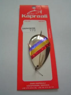 Kapraali-rautupilkki 55mm,Malli:1,Hopea,sini-kelta-puna -raita