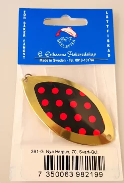G.Erikssons Nya Harpun 70mm,väri:Kulta/Musta/Punaiset Pisteet